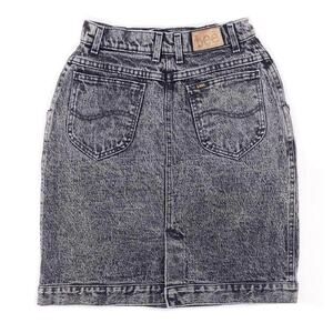 90s Lee black stone washed denim jean skirt 1990s vintage